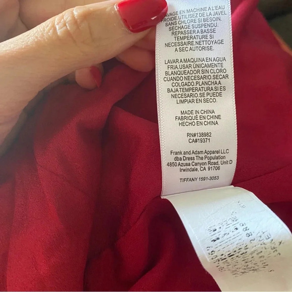 Dress the Population Tiffany Midi One Shoulder Bow in Garnet Size XL - Picture 12 of 15